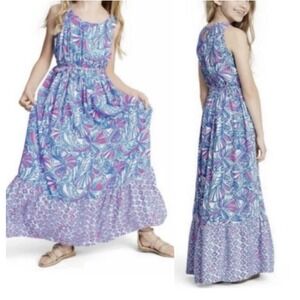 Lilly Pulitzer Dress Girls Small Maxi Long Pink‎ Blue 20th Anniversary Preppy